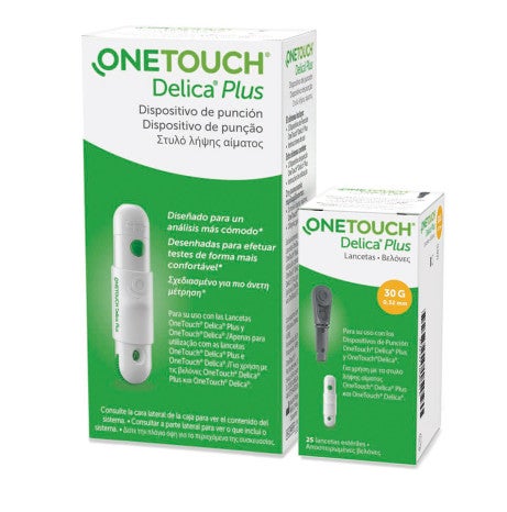 O dispositivo de punção OneTouch® Delica® Plus está desenhado para fazer testes de glicemia praticamente sem dor.