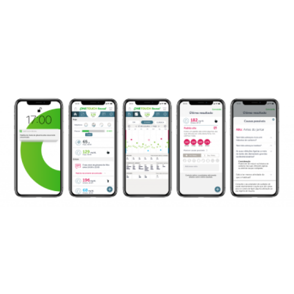A app OneTouch Reveal® oferece uma experiência personalizada para as suas necessidades de acordo com o medidor emparelhado