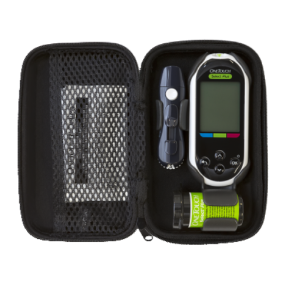 Medidor de Glicose no Sangue OneTouch Select Plus® a apresentar os valores de glicemia no intervalo de referência 